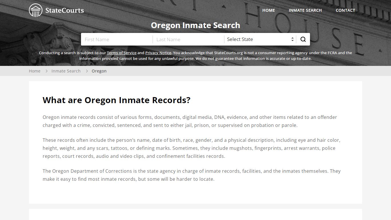 Oregon Inmate Search, Prison and Jail Information - StateCourts