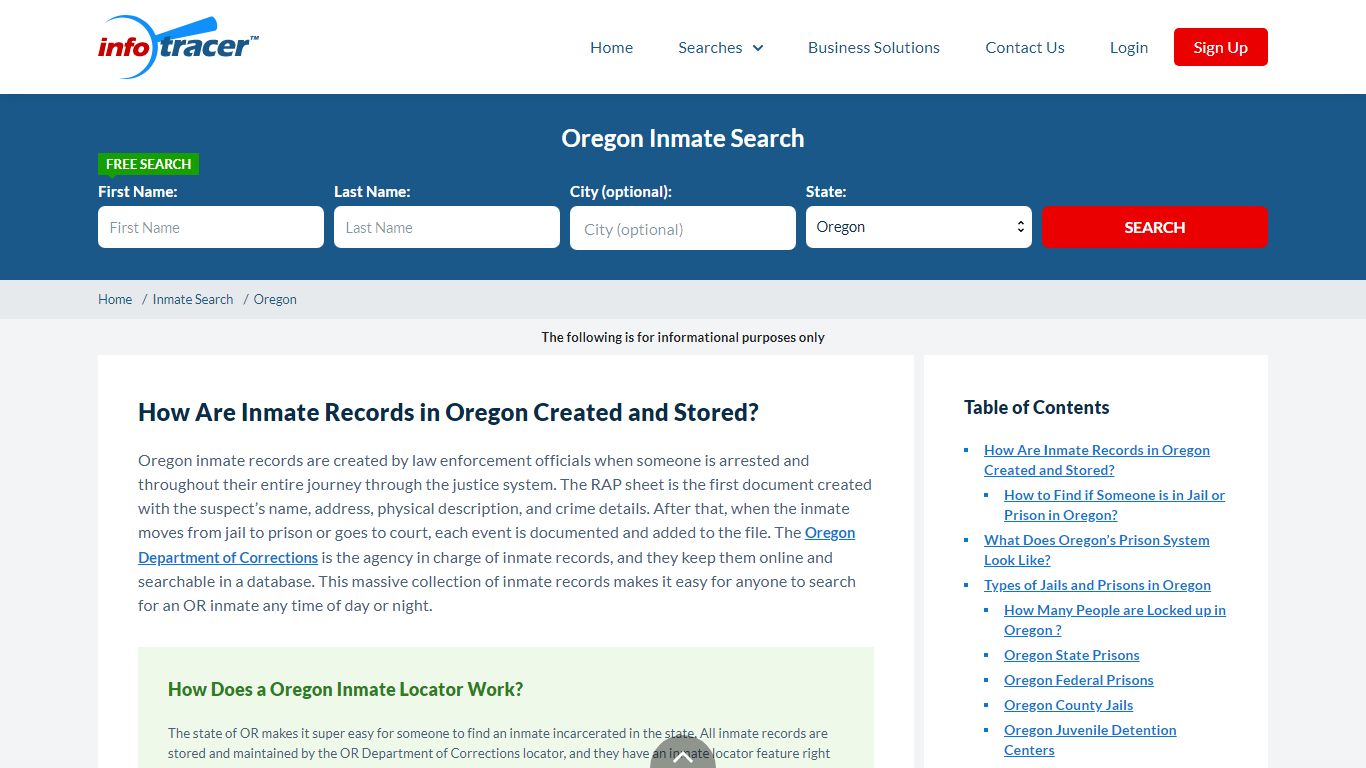 Oregon Inmate Locator And Oregon Offender Search - InfoTracer